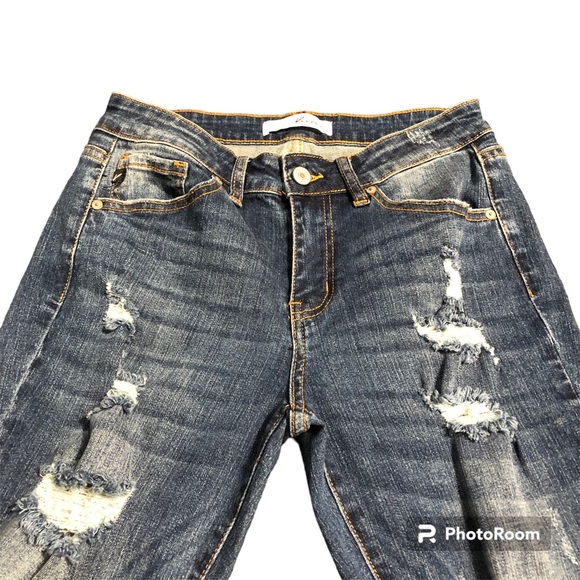 Kancan mid-rise Austin Skinny Jeans 27 Distressed - Picture 4 of 9